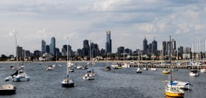 Melbourne, Australia as seen from the peer on St. Kilda beach